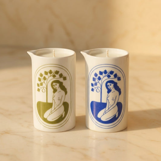 Set of two massage candles: Uplift &amp; Grounding – 2 × 100 ml